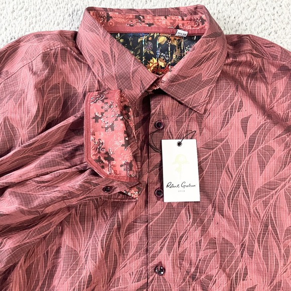 Robert Graham Shirt Mens 3XLT Burgundy Lasalle Long Sleeve Button Down New - Picture 1 of 10